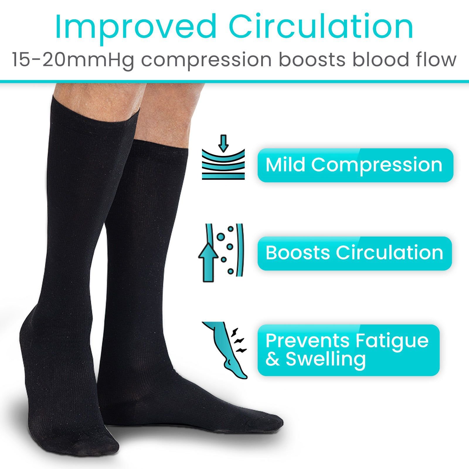 Knee High Men's Graduated Compression Dress Socks 15-20mmHg