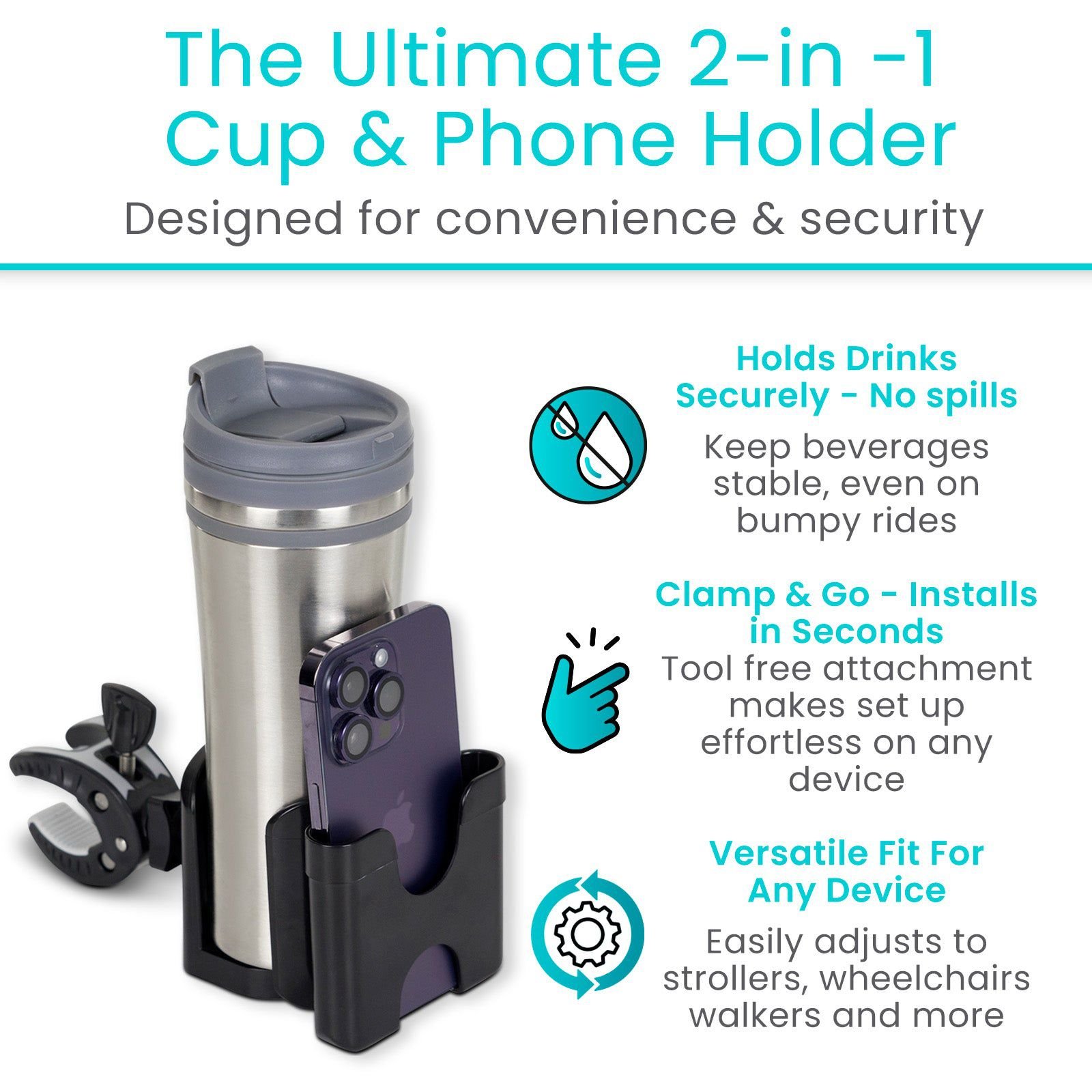 Attachable Cup and Phone Holder