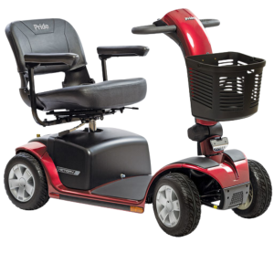 Pride Mobility Victory 10 SC710 4-Wheel mobility scooter Candy Apple Red front view – Medical Equipment Sun City AZ