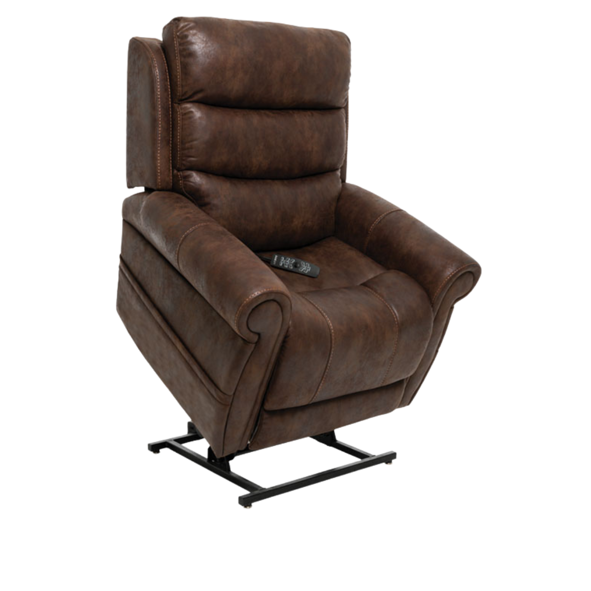 VivaLift Tranquil 2 PLR-935 power lift recliner in brown upholstery with remote control