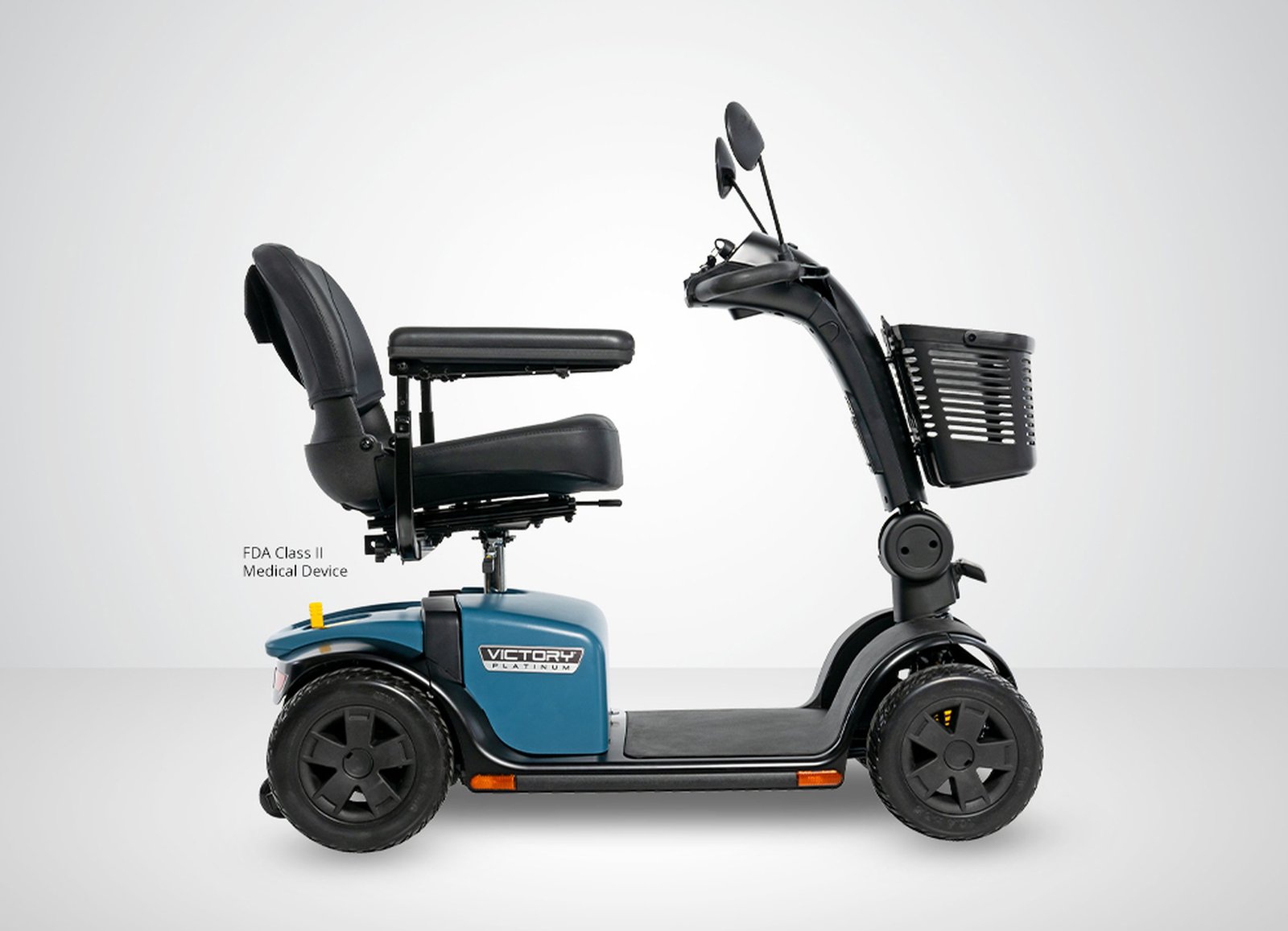 Pride Mobility Victory Platinum SC710PLA one-handed tiller adjustment lever and steering control detail