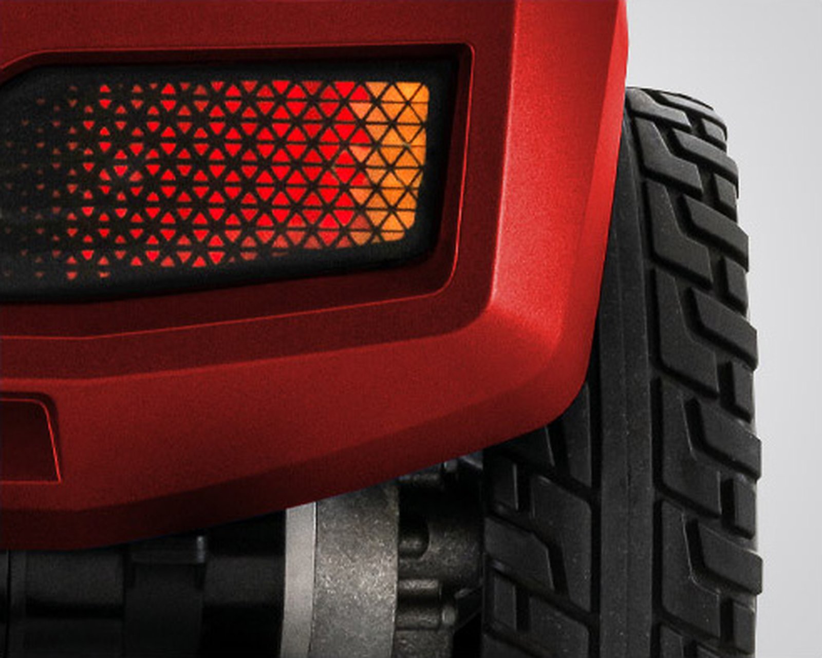 Pride Zero Turn 10 S710ZT rear LED light and solid mobility scooter tire detail