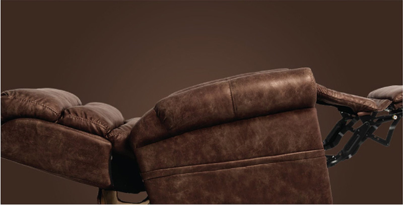 Side view of VivaLift Tranquil 2 PLR-935 power lift recliner in extended true-infinite recline position