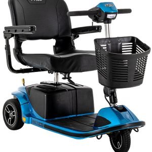 Pride Mobility Revo 2.0 3-Wheel S66 mobility scooter in True Blue with front basket